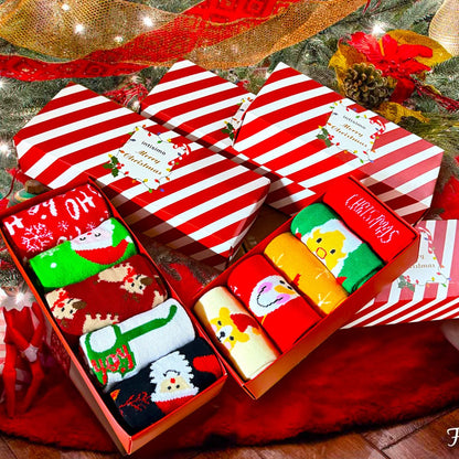 Set 5 Perechi Sosete Craciun, Cutie Inclusa + Transport Gratuit